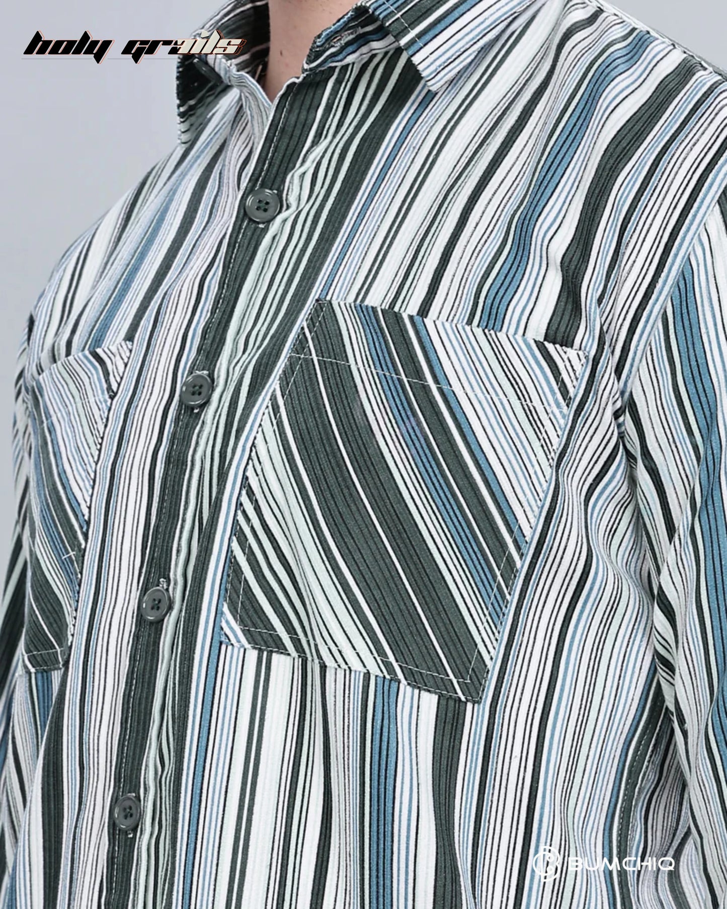 Green Blue Stripes Overshirt HG x Bumchiq