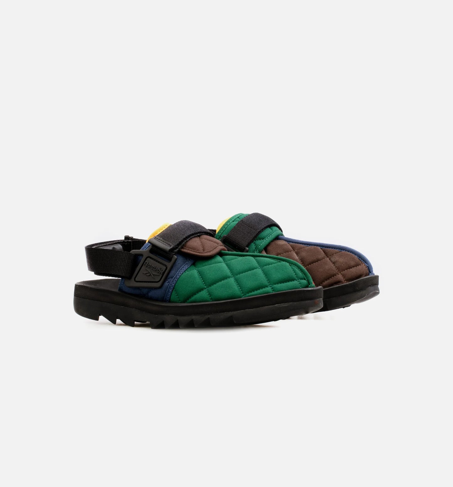 Beatnik Patchwork Mens Slides Green Blue