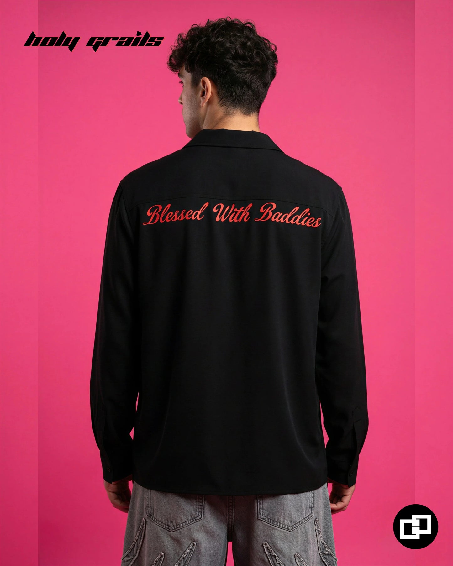 Blessed with Baddies Black Shirt HG x Grey Hound