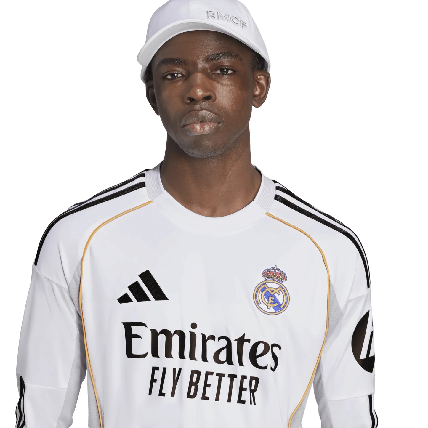 adidas Real Madrid Long Sleeve Mens Home Soccer Jersey 25 26 White