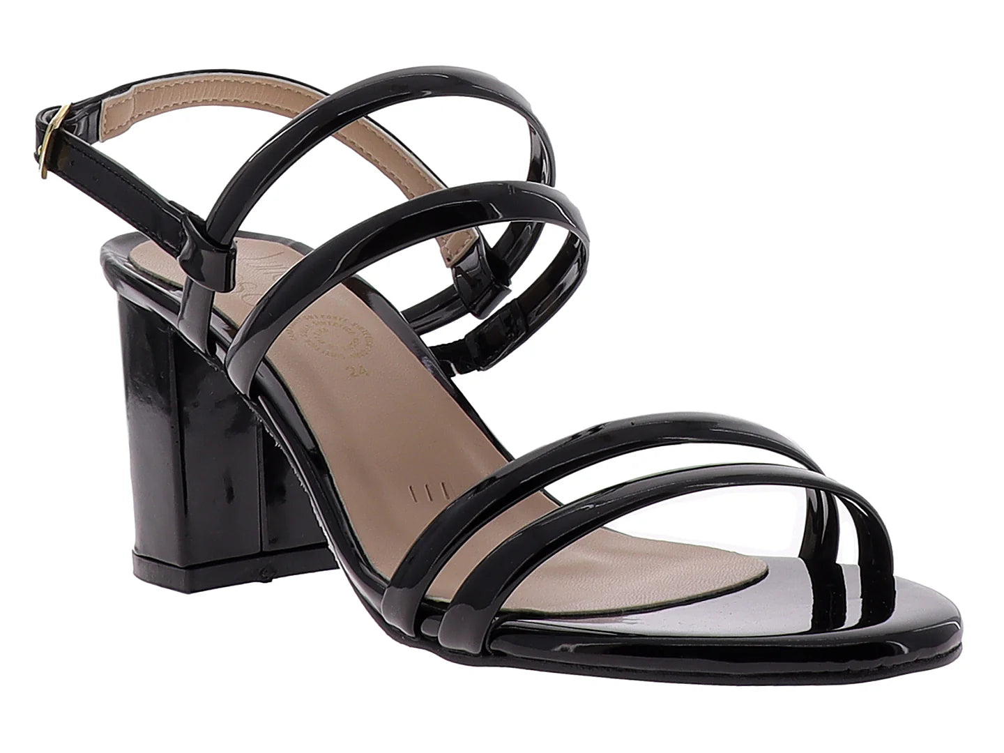 Sandalias Luna Rosa Charol Negro para Mujer