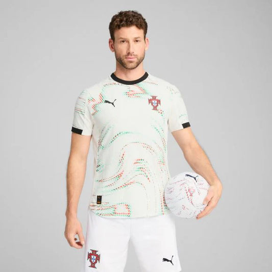 PUMA Portugal Away Authentic Mens Soccer Jersey 25 26 White Black