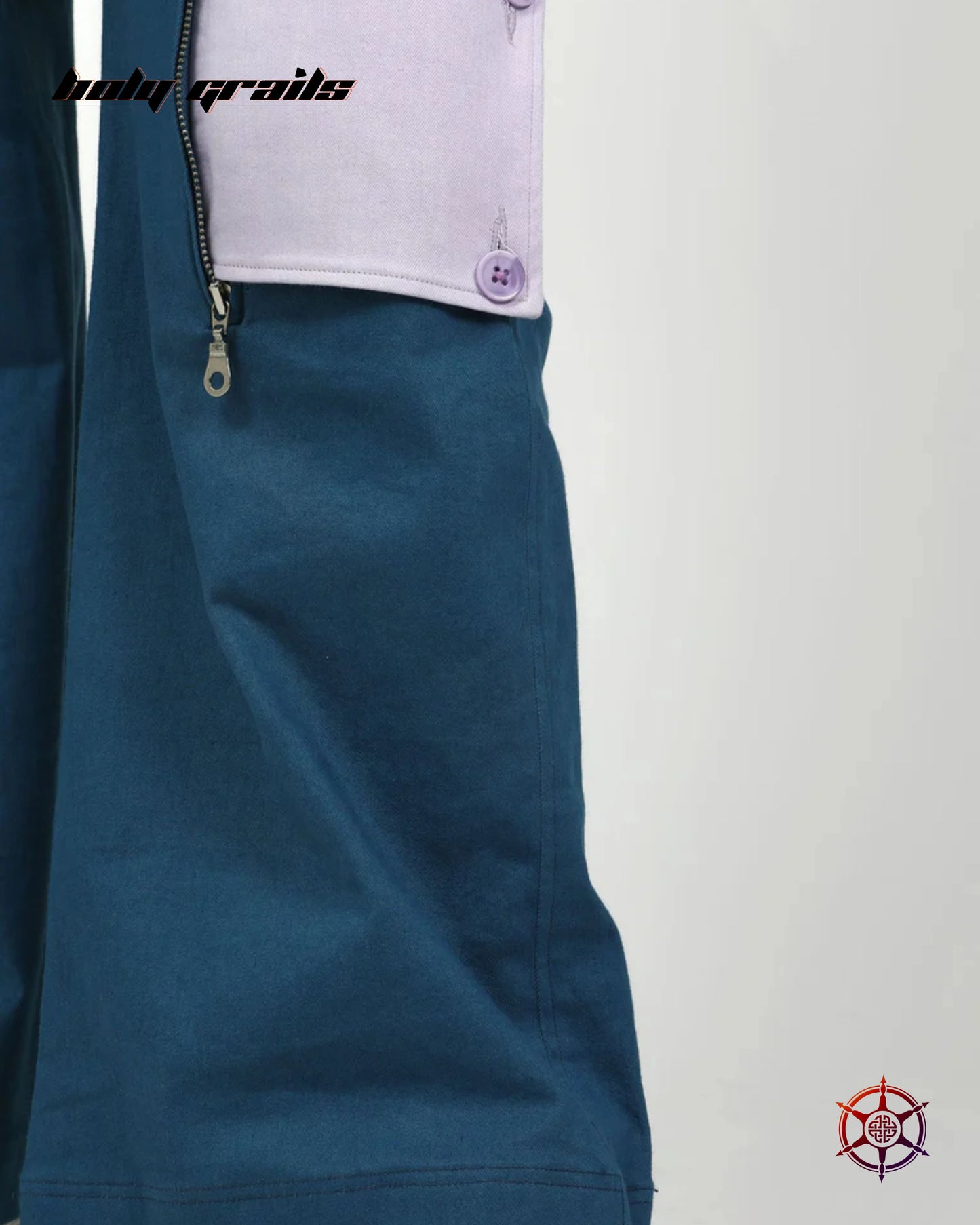 Teal Velvet Flared Cargo Pants HG x Duskin