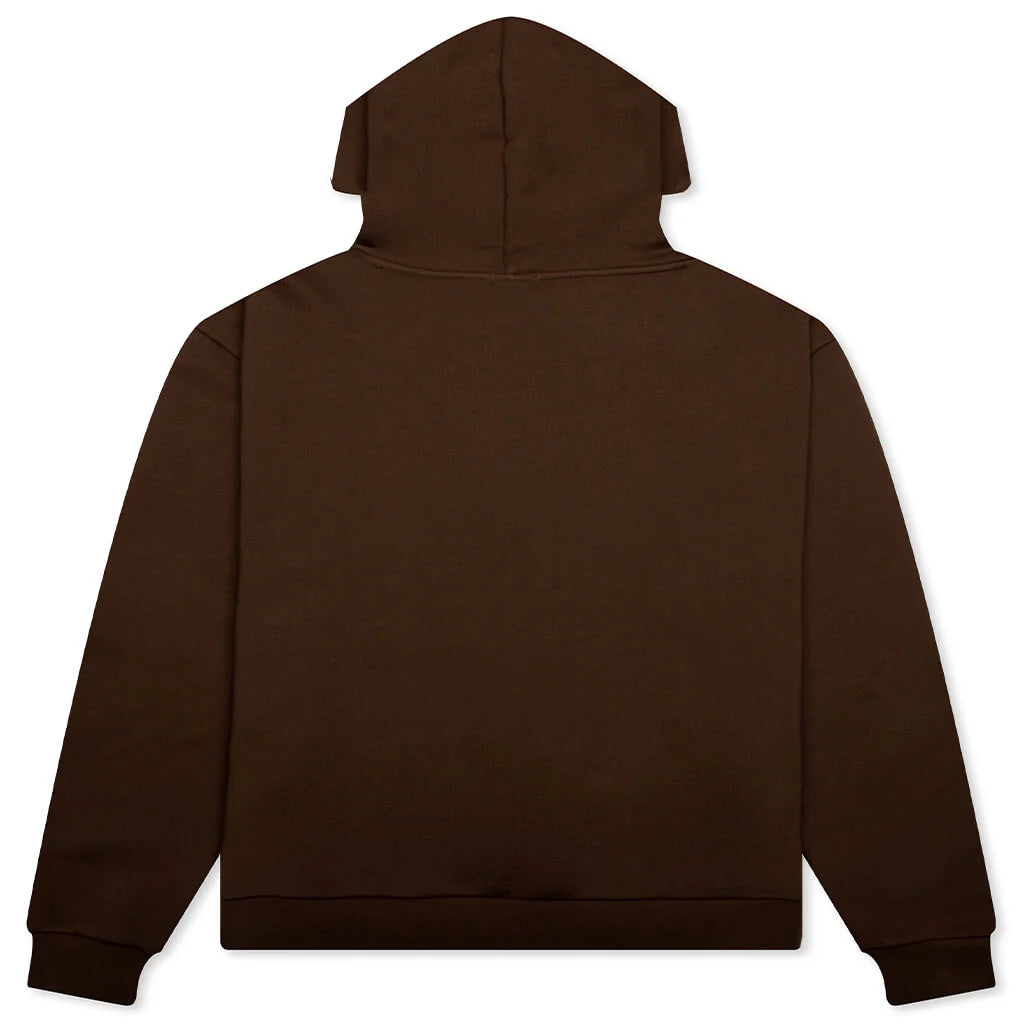 Embroidered Hoodie Walnut W Cream