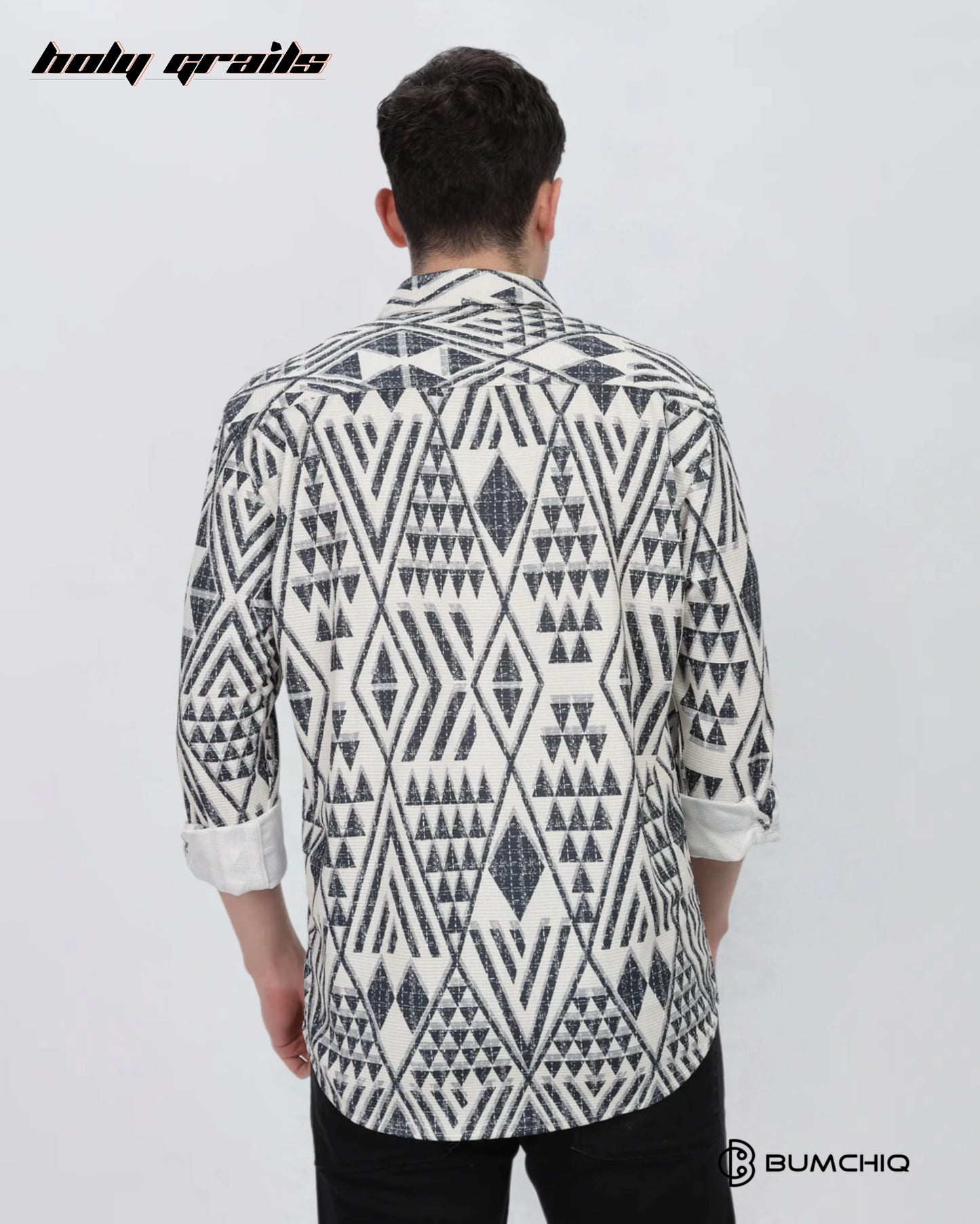 Greyish Geometrical Beige Shirt HG x Bumchiq