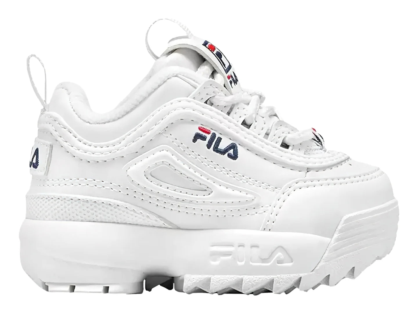 Tenis FILA Disruptor II Blanco Marino y Rojo para Niña