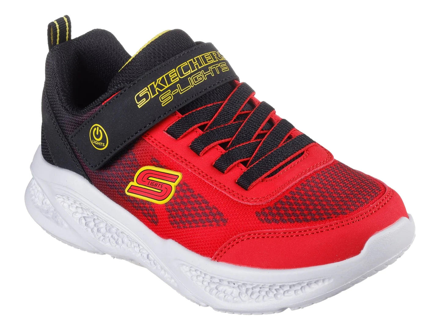 Tenis Skechers Meteor Lights Rojo y Negro para Niño