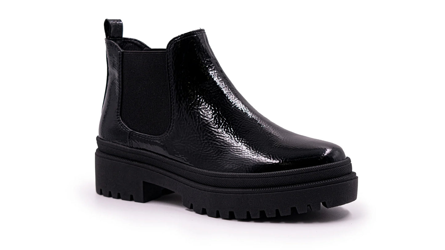 Botines Hispana de Charol Negro para Mujer
