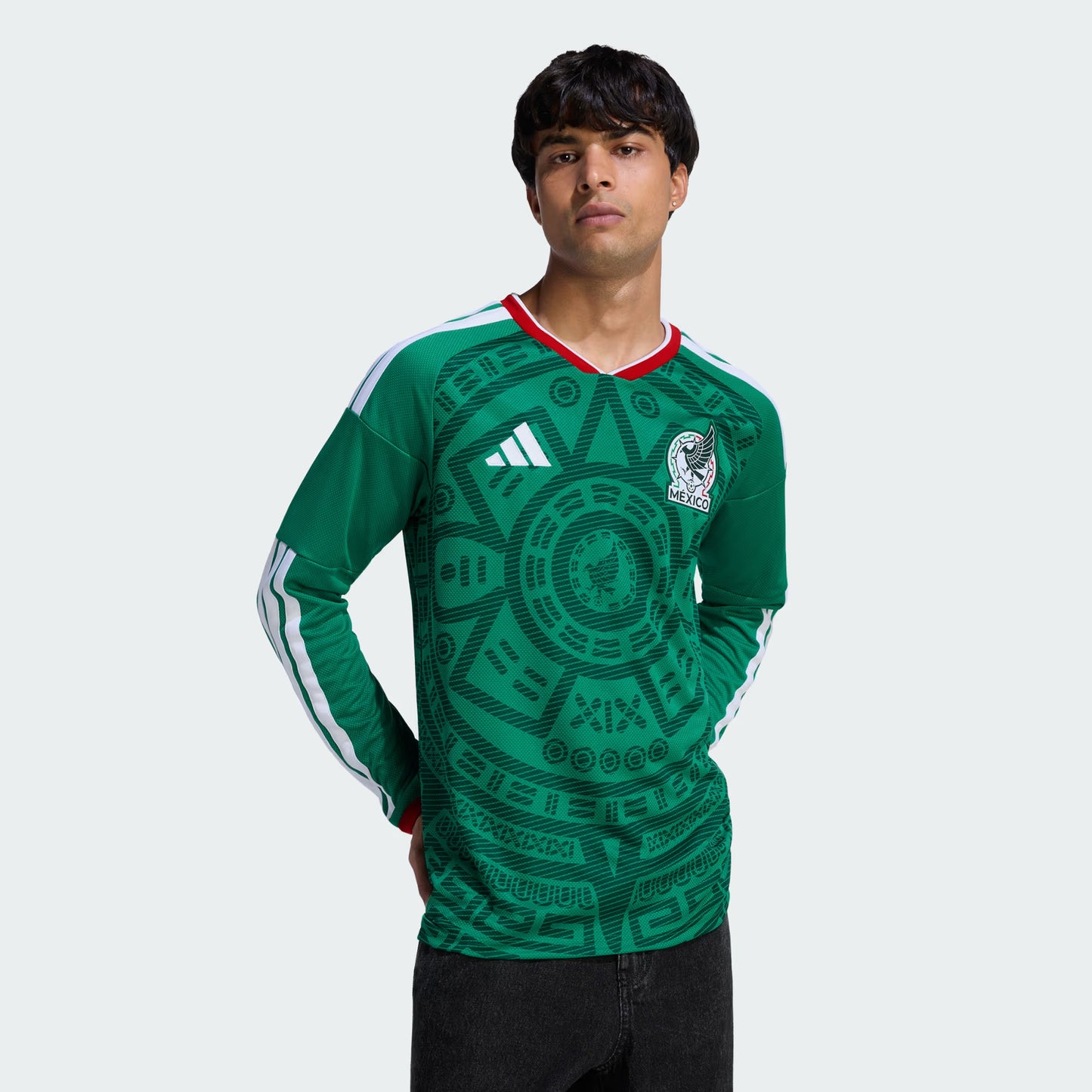 adidas Mexico Home Long Sleeve Mens Soccer Jersey 2026 Green