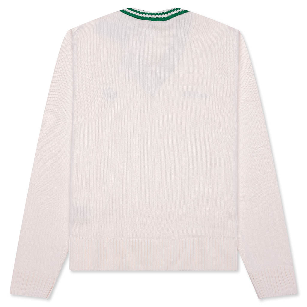 Womens Adidas x Sporty Rich V Neck Sweater Off White Night Navy