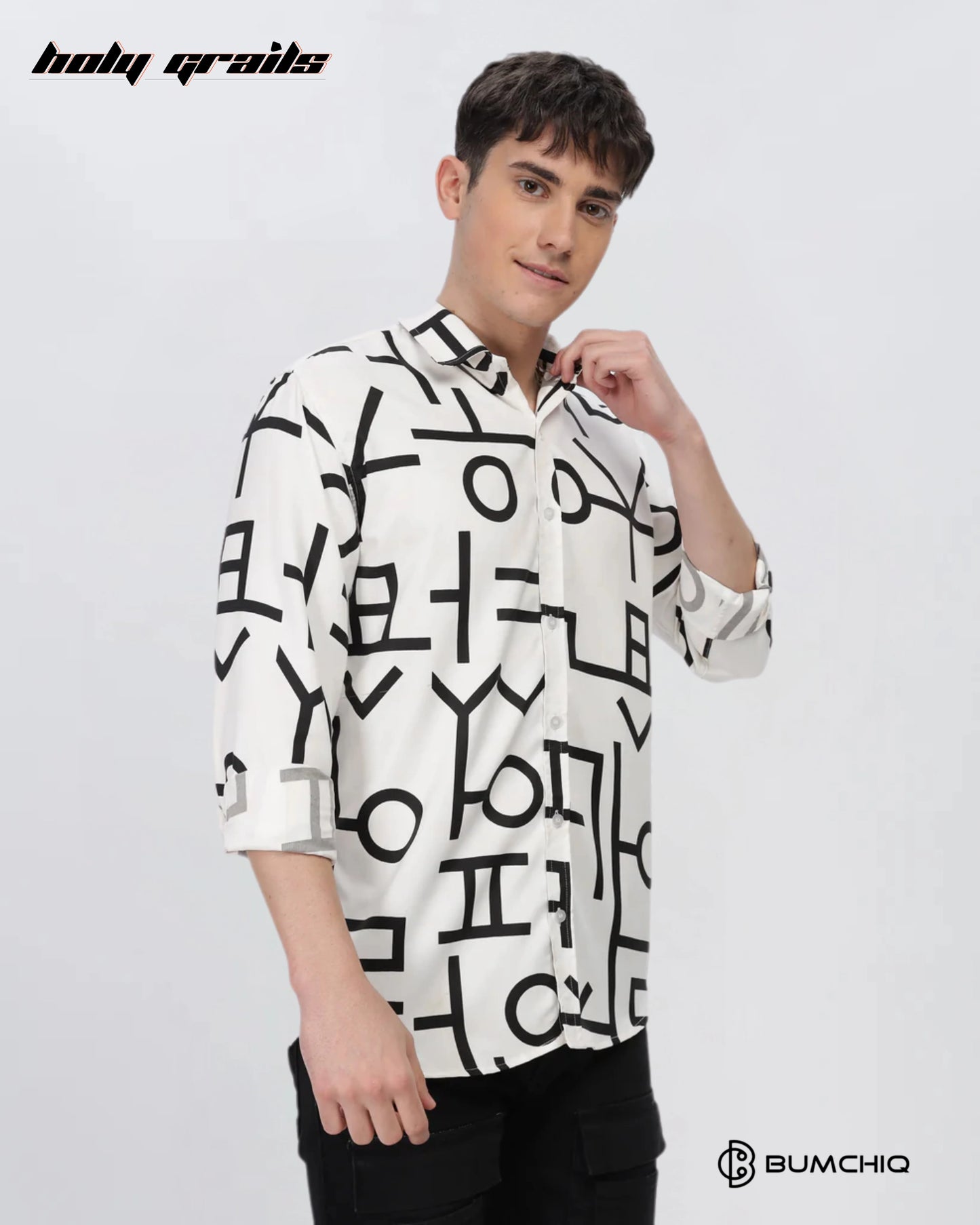 Black Abstract White Shirt HG x Bumchiq
