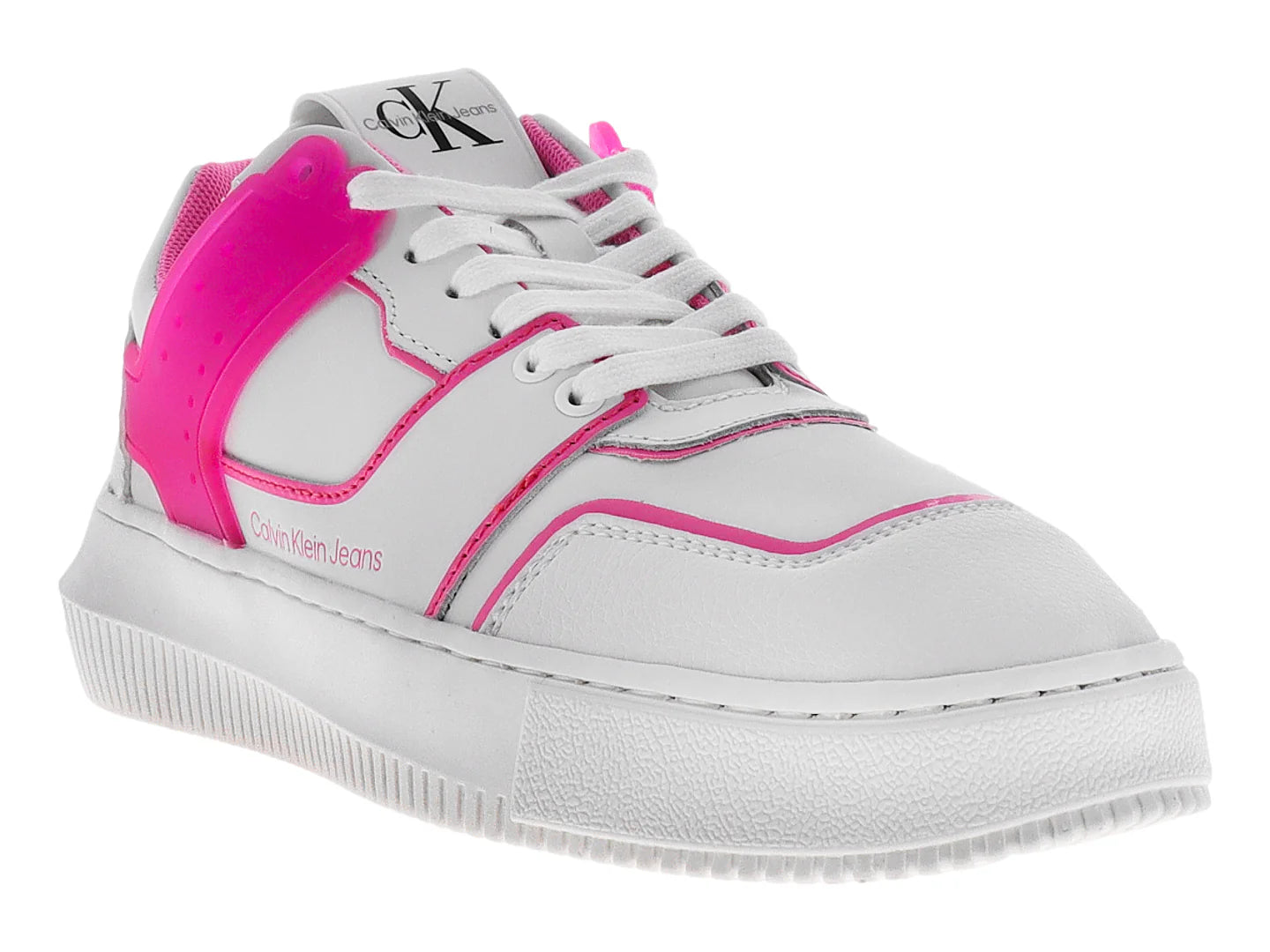 Tenis Calvin Klein Blanco y Rosa Neón para Mujer