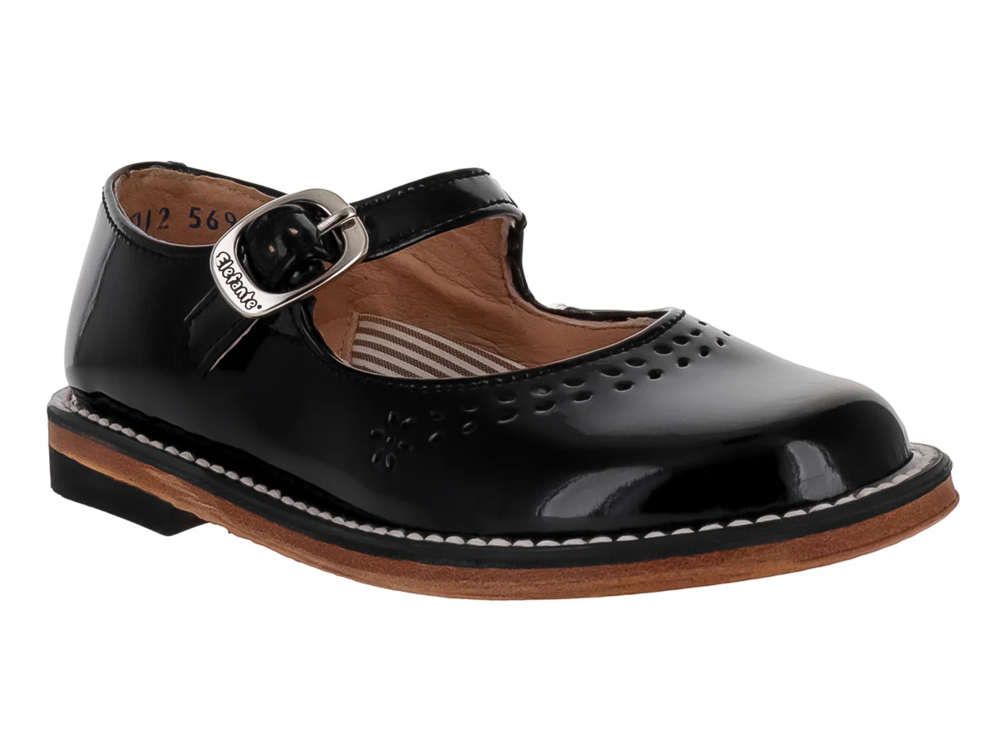 Zapatos Escolares Elefante Negros de Charol para Niña