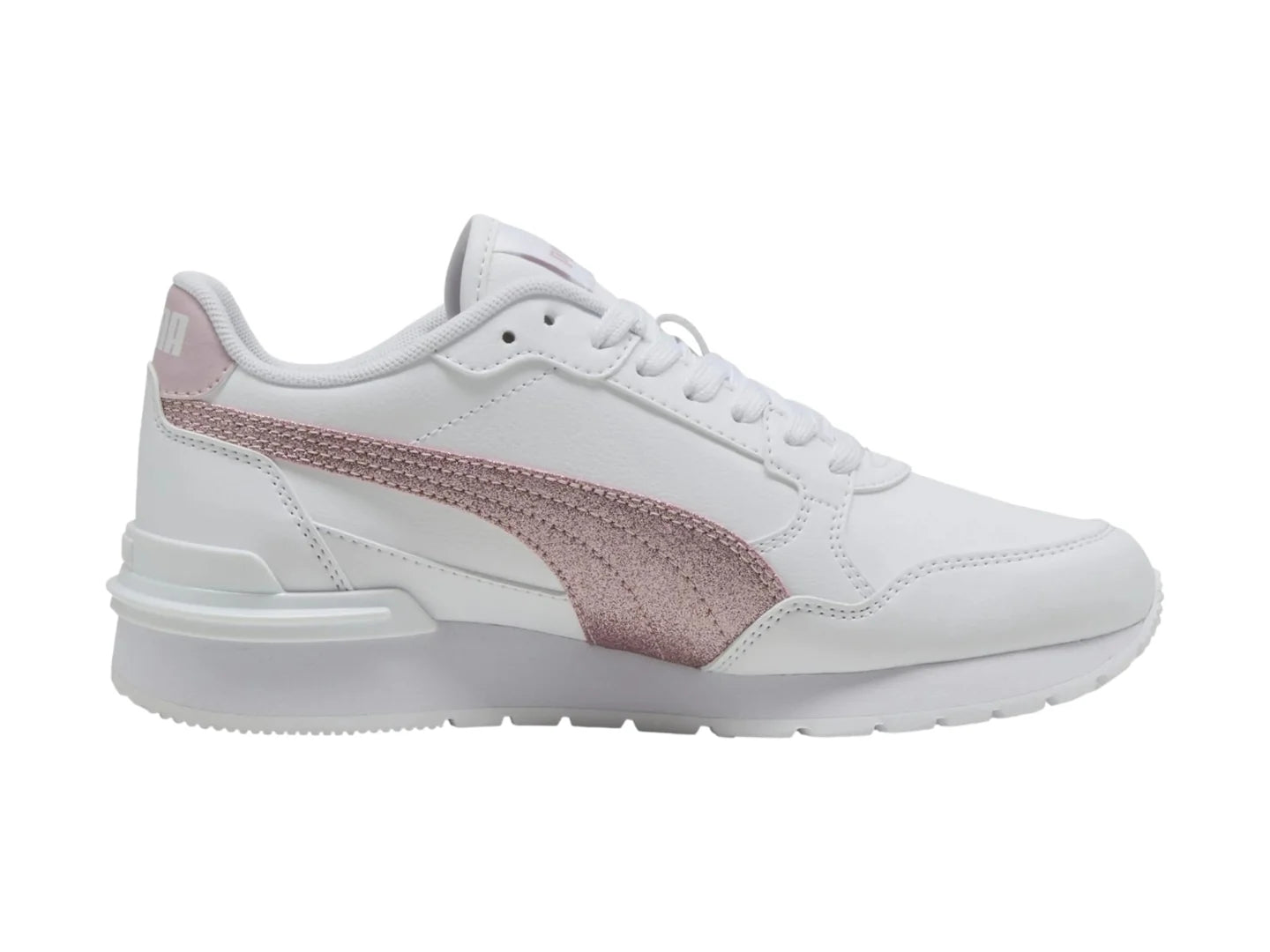 Tenis PUMA ST Runner V4 SL Glitter Blanco y Rosa para Niña