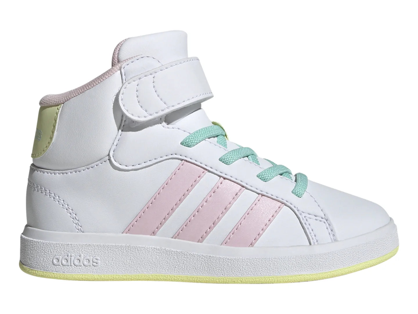 Tenis Adidas Grand Court Mid Blanco y Rosa para Niña