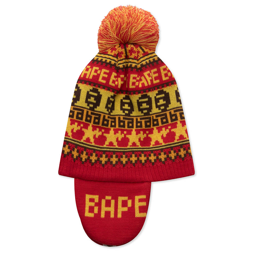 Kids BAPE Knit Cap Red