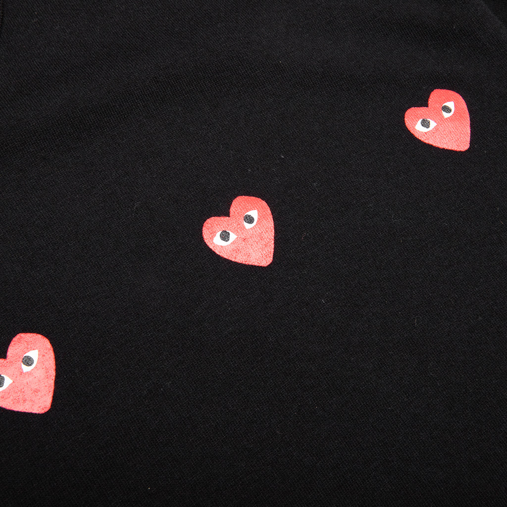 Multi Red Heart Logo Print T Shirt Black