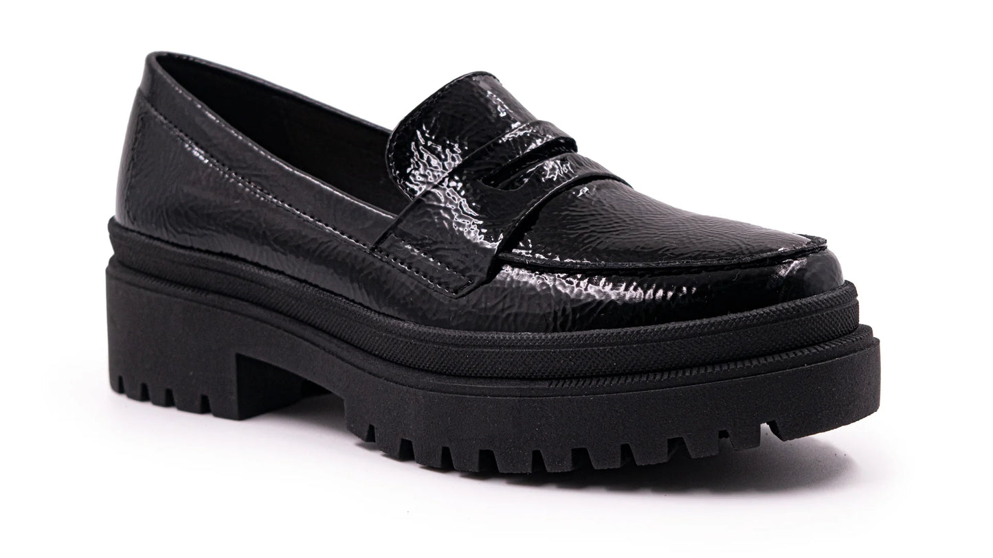 Mocasines Hispana Negro Alto Brillo para Mujer