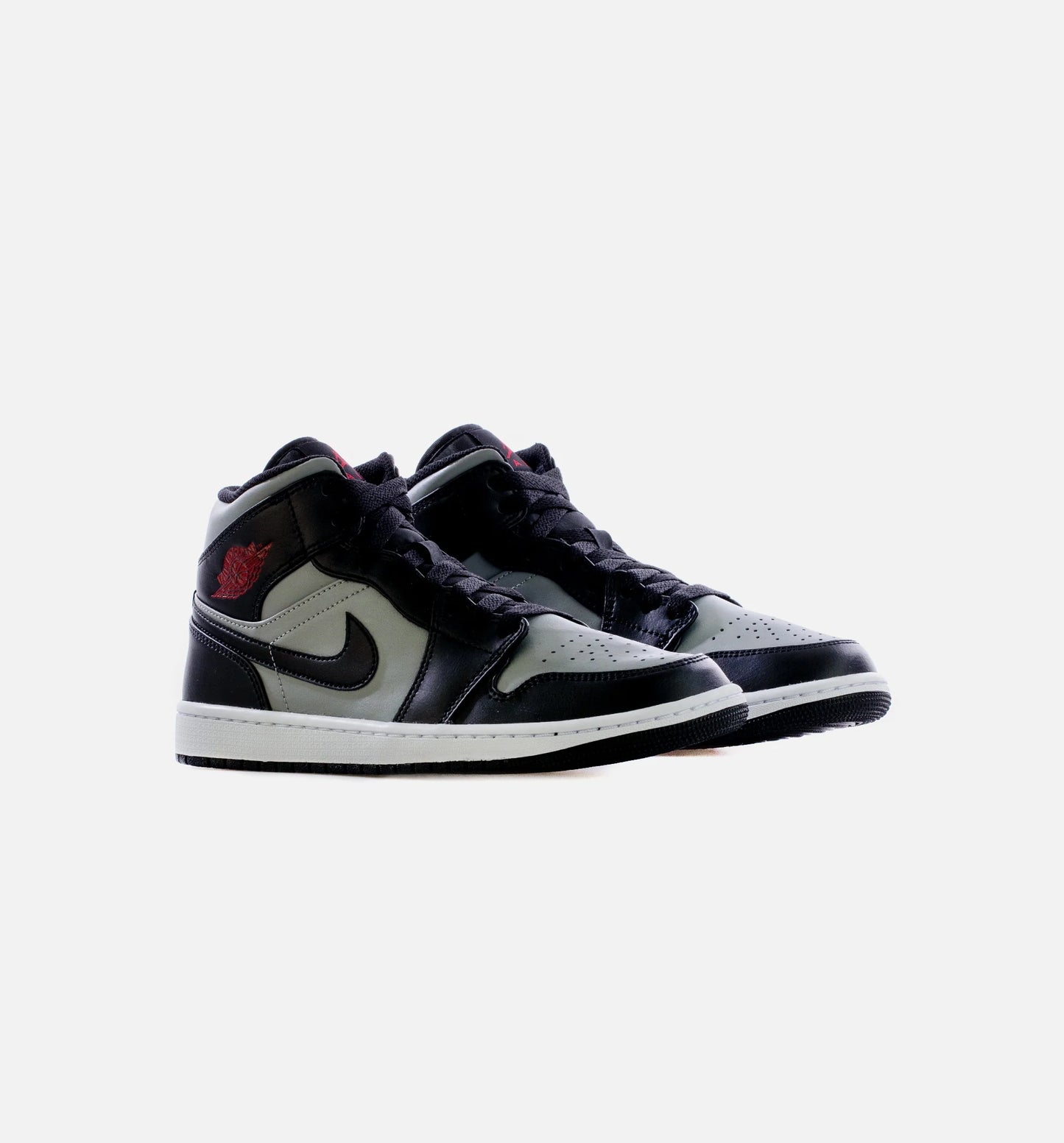 Air Jordan 1 Mid Shadow Red Mens Lifestyle Shoes Black Grey