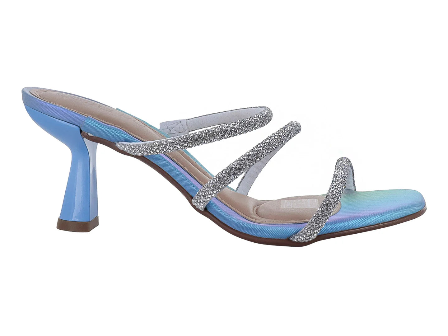 Sandalias Beira Rio Plateadas con Cristales para Mujer