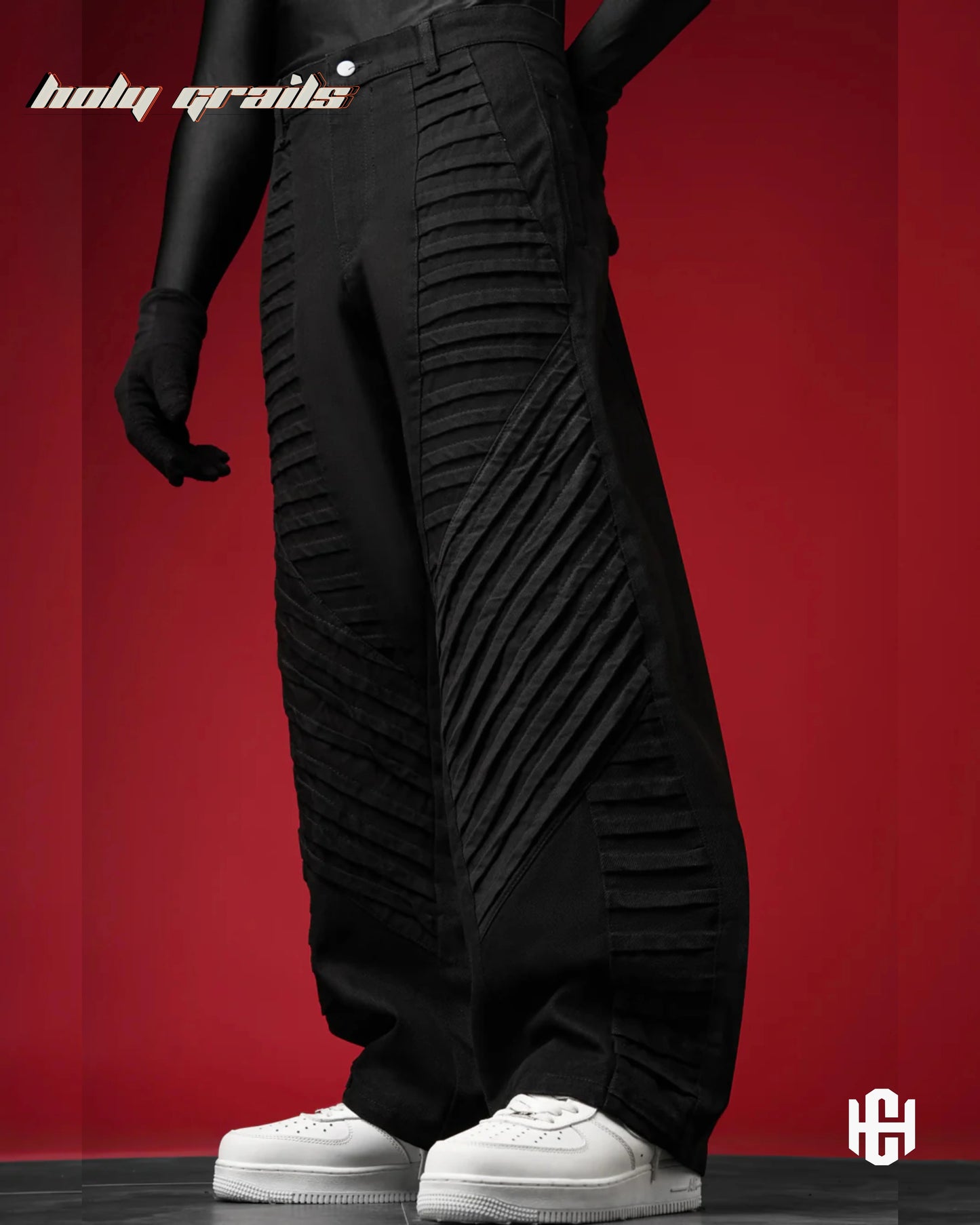 Unisex Pleated Black Pants HG x Charactr