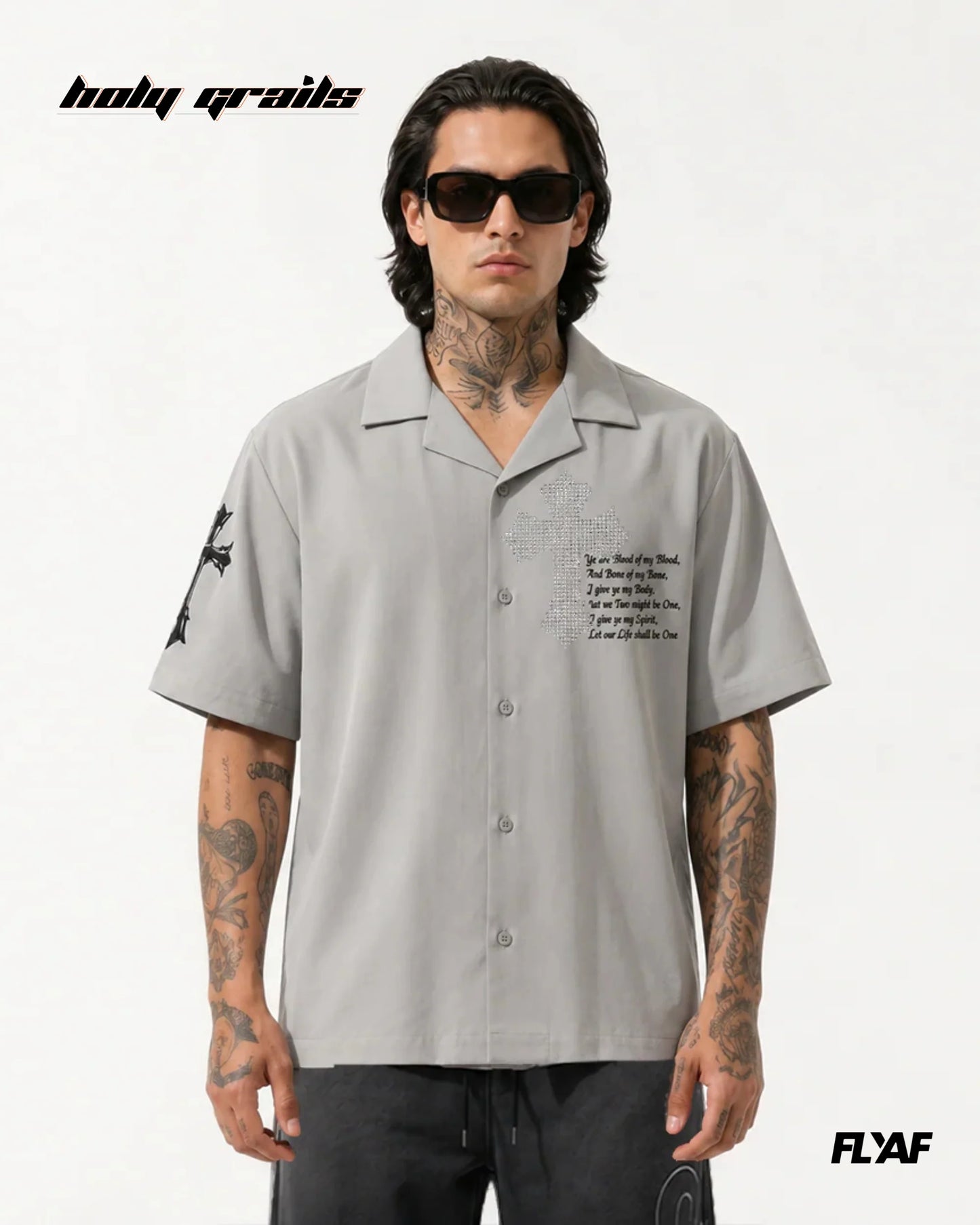 Poly Crossstar Grey Half Sleeve Shirt HG x FLYAF