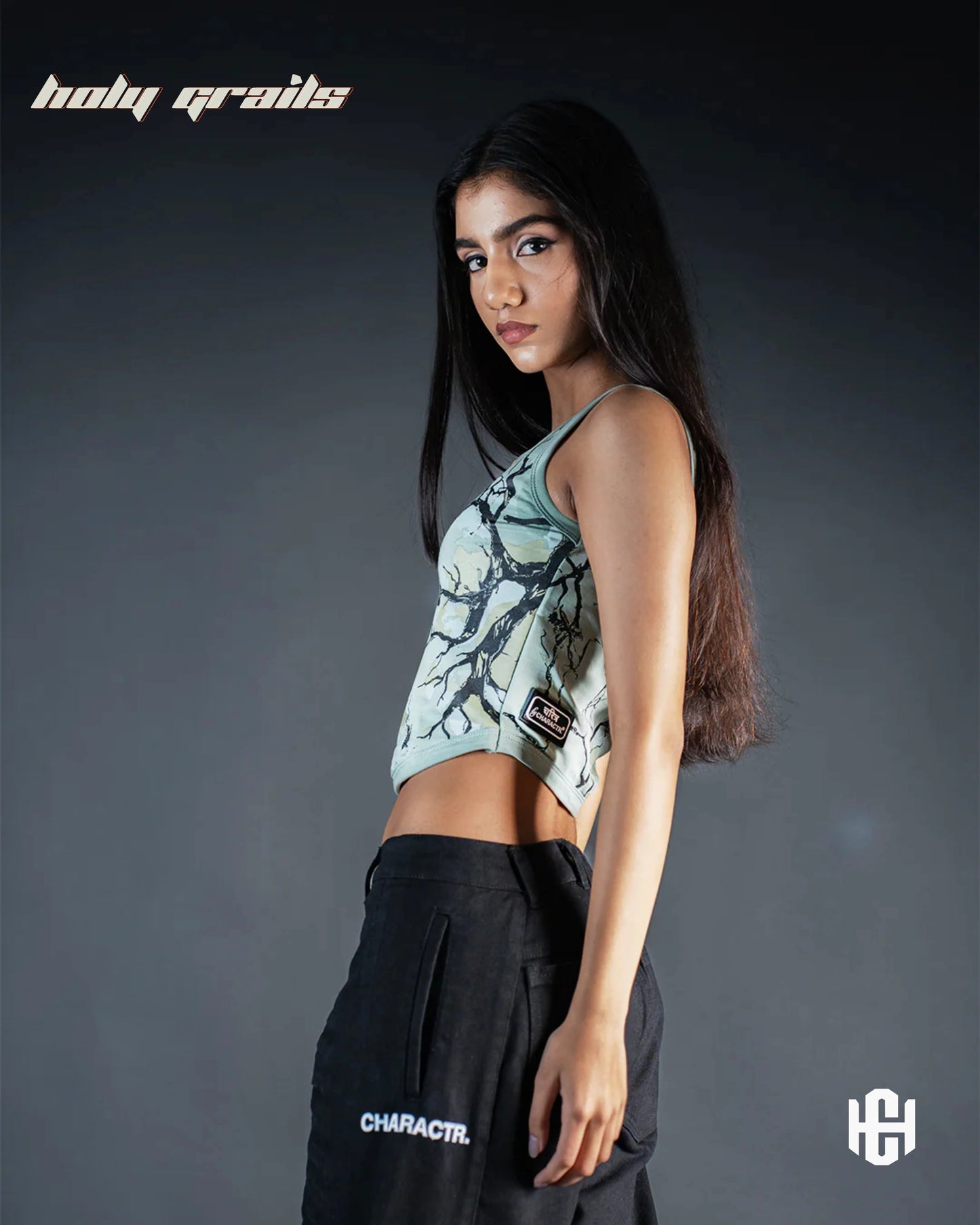 Earthen Bloom Blue Sleeveless Crop Top HG x Charactr