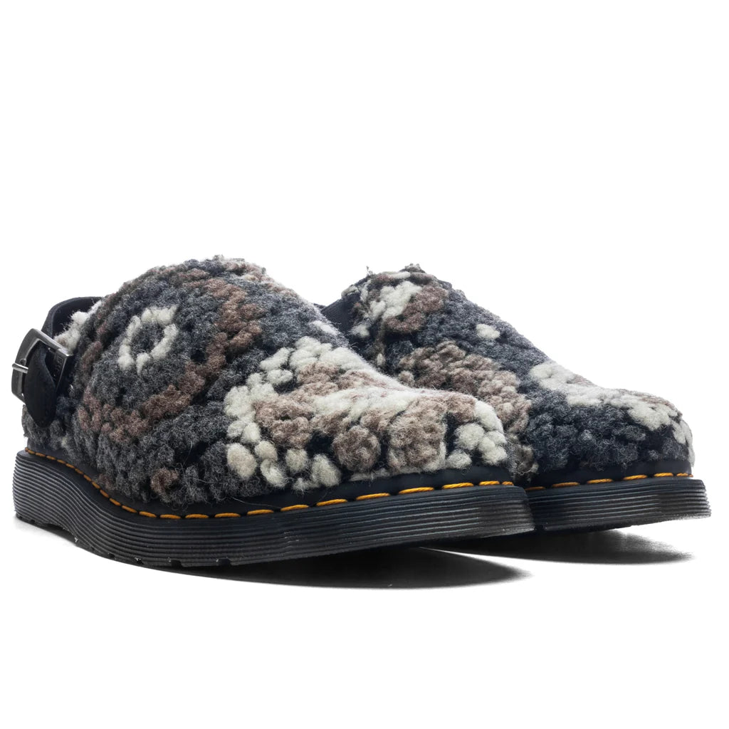 Isham Crochet Wool Suede Mules Black