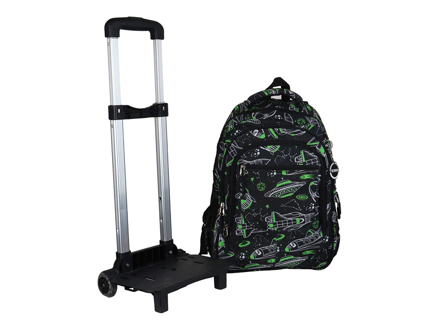 Mochila Terry Nave Espacial Verde Negro para Niño