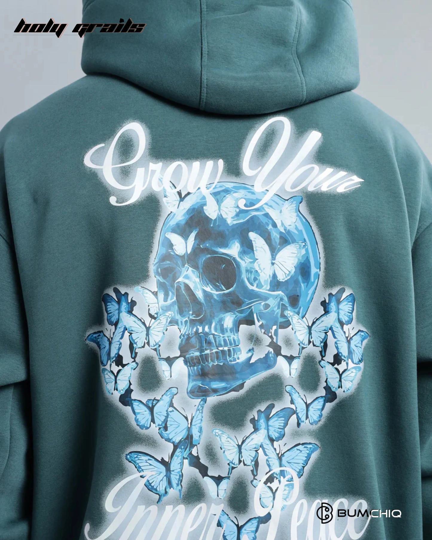 Glowing Skull Dark Teal Hoodie HG x Bumchiq