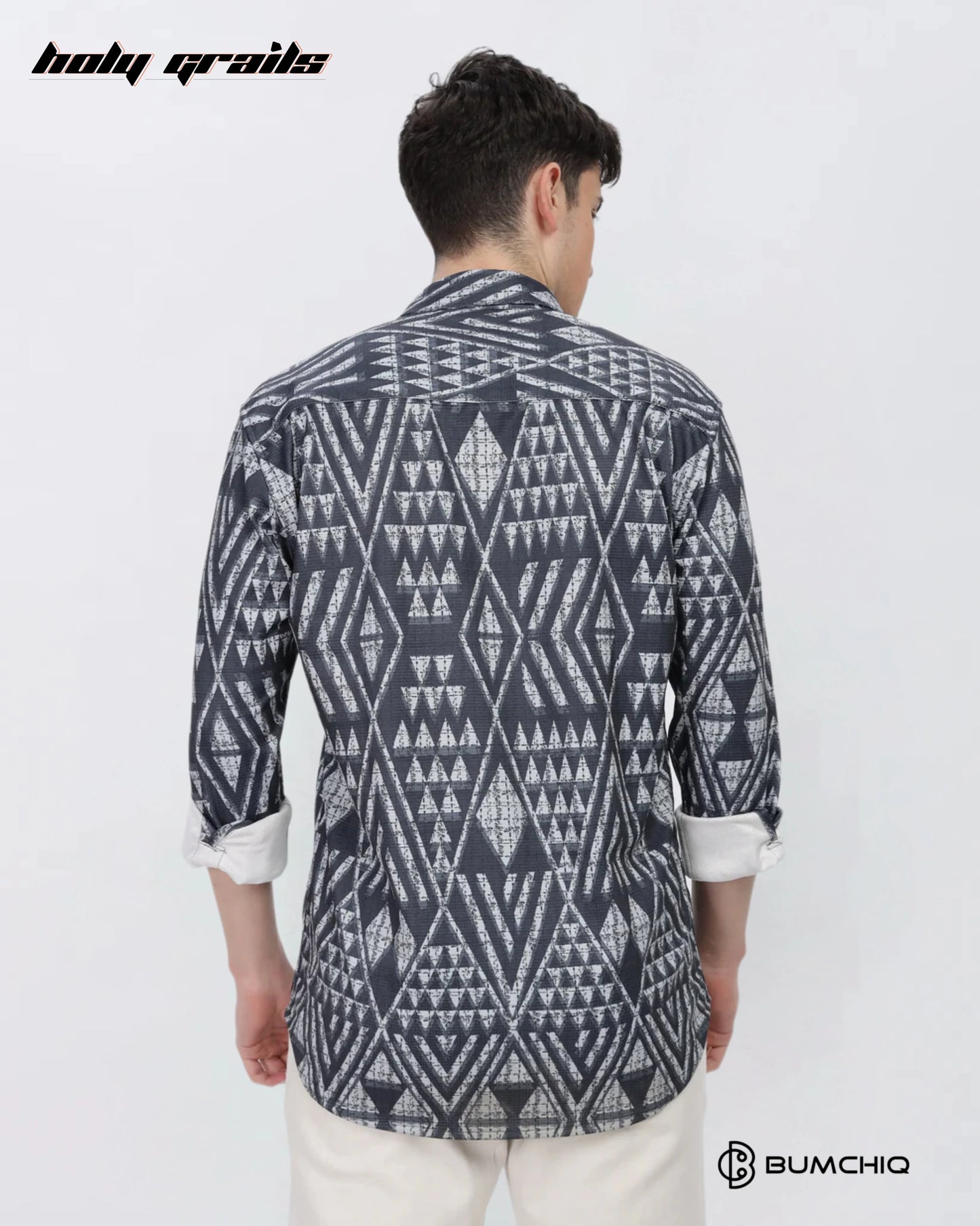 Grey Geometrical Black Shirt HG x Bumchiq