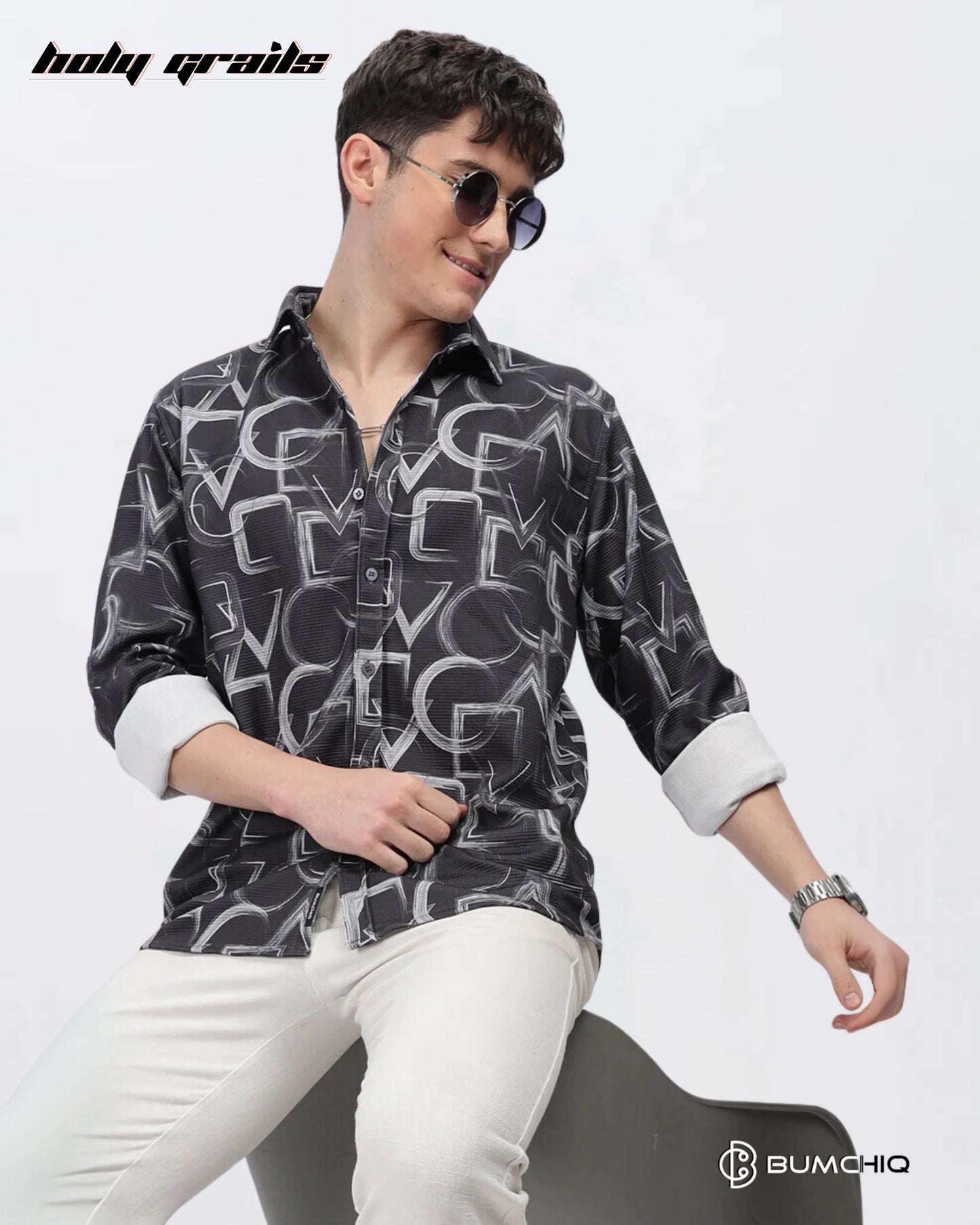 Grey Geometrical Shirt HG x Bumchiq